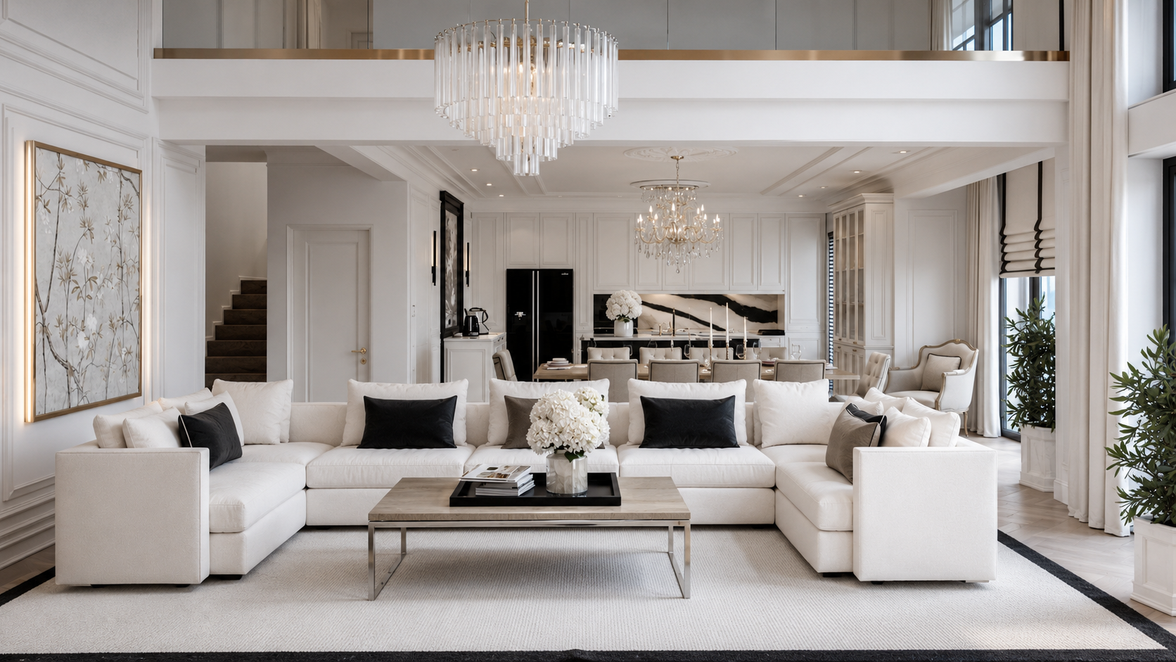 Kompleksowy projekt eleganckiego wnętrza domu lub apartamentu